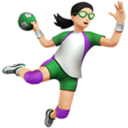 woman playing handball: light skin tone emoji