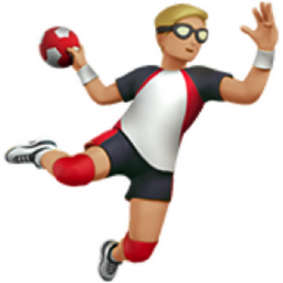 man playing handball: medium-light skin tone emoji