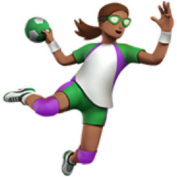 woman playing handball: medium skin tone emoji