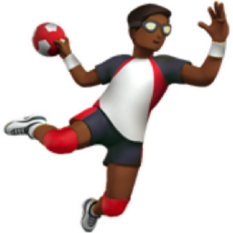 man playing handball: medium-dark skin tone emoji