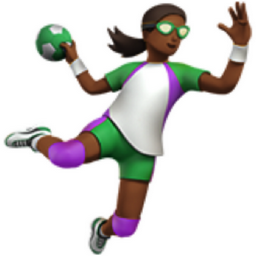 woman playing handball: medium-dark skin tone emoji