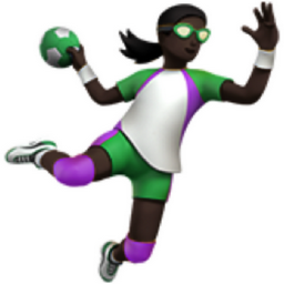 woman playing handball: dark skin tone emoji