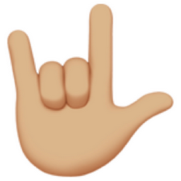 love-you gesture: medium-light skin tone emoji
