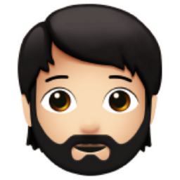 person: light skin tone, beard emoji
