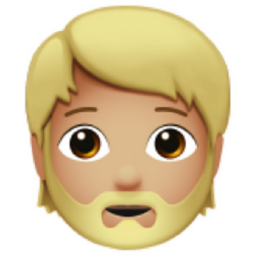 person: medium-light skin tone, beard emoji