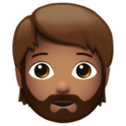 person: medium skin tone, beard emoji