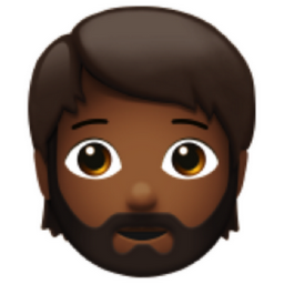 person: medium-dark skin tone, beard emoji