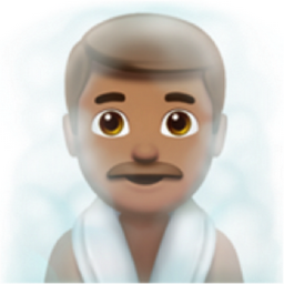 man in steamy room: medium skin tone emoji
