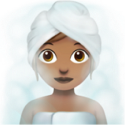woman in steamy room: medium skin tone emoji