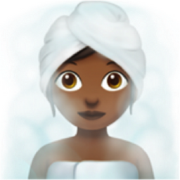 woman in steamy room: medium-dark skin tone emoji