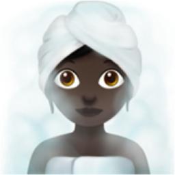 woman in steamy room: dark skin tone emoji