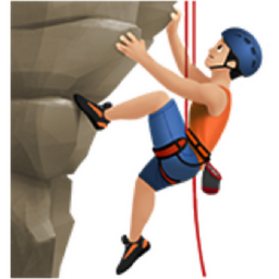 man climbing: light skin tone emoji