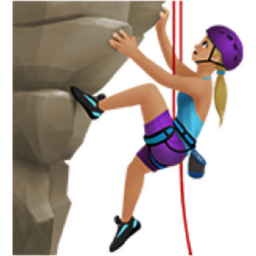 woman climbing: medium-light skin tone emoji