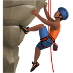 man climbing: medium skin tone emoji