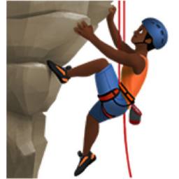 man climbing: medium-dark skin tone emoji