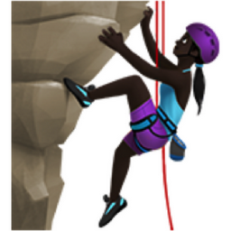 woman climbing: dark skin tone emoji