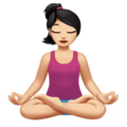 woman in lotus position: light skin tone emoji
