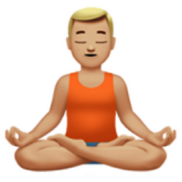 man in lotus position: medium-light skin tone emoji