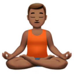 man in lotus position: medium skin tone emoji