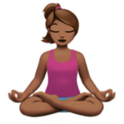 woman in lotus position: medium skin tone emoji