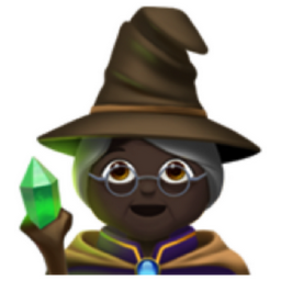 woman mage: dark skin tone emoji