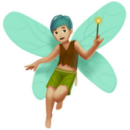 man fairy: medium-light skin tone emoji