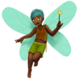 man fairy: medium-dark skin tone emoji
