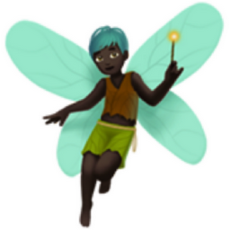 man fairy: dark skin tone emoji