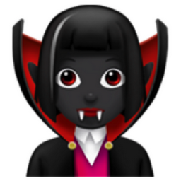 woman vampire: dark skin tone emoji