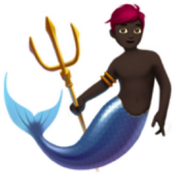merman: dark skin tone emoji