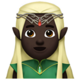 man elf: dark skin tone emoji
