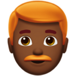 man: medium-dark skin tone, red hair emoji