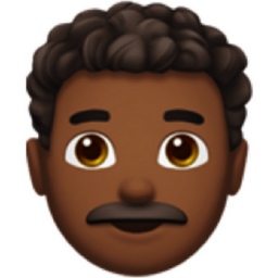 man: medium-dark skin tone, curly hair emoji