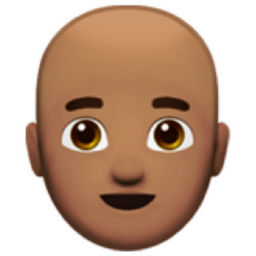 man: medium skin tone, bald emoji