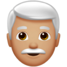 man: medium-light skin tone, white hair emoji