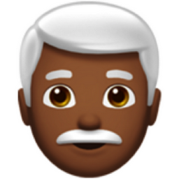 man: medium-dark skin tone, white hair emoji