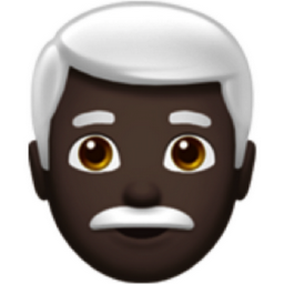 man: dark skin tone, white hair emoji