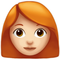 woman: light skin tone, red hair emoji