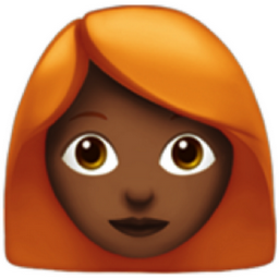 woman: medium-dark skin tone, red hair emoji