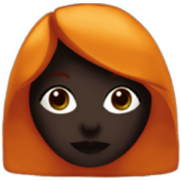 woman: dark skin tone, red hair emoji