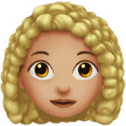 woman: medium-light skin tone, curly hair emoji