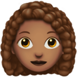 woman: medium skin tone, curly hair emoji