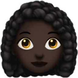 woman: dark skin tone, curly hair emoji