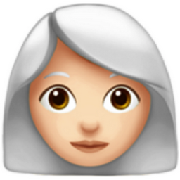 woman: light skin tone, white hair emoji