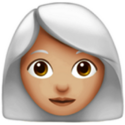 woman: medium-light skin tone, white hair emoji