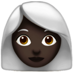 woman: dark skin tone, white hair emoji