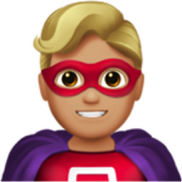 man superhero: medium-light skin tone emoji