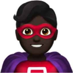 man superhero: dark skin tone emoji