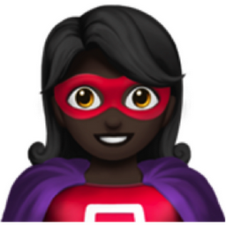 woman superhero: dark skin tone emoji