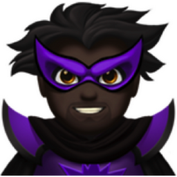 man supervillain: dark skin tone emoji